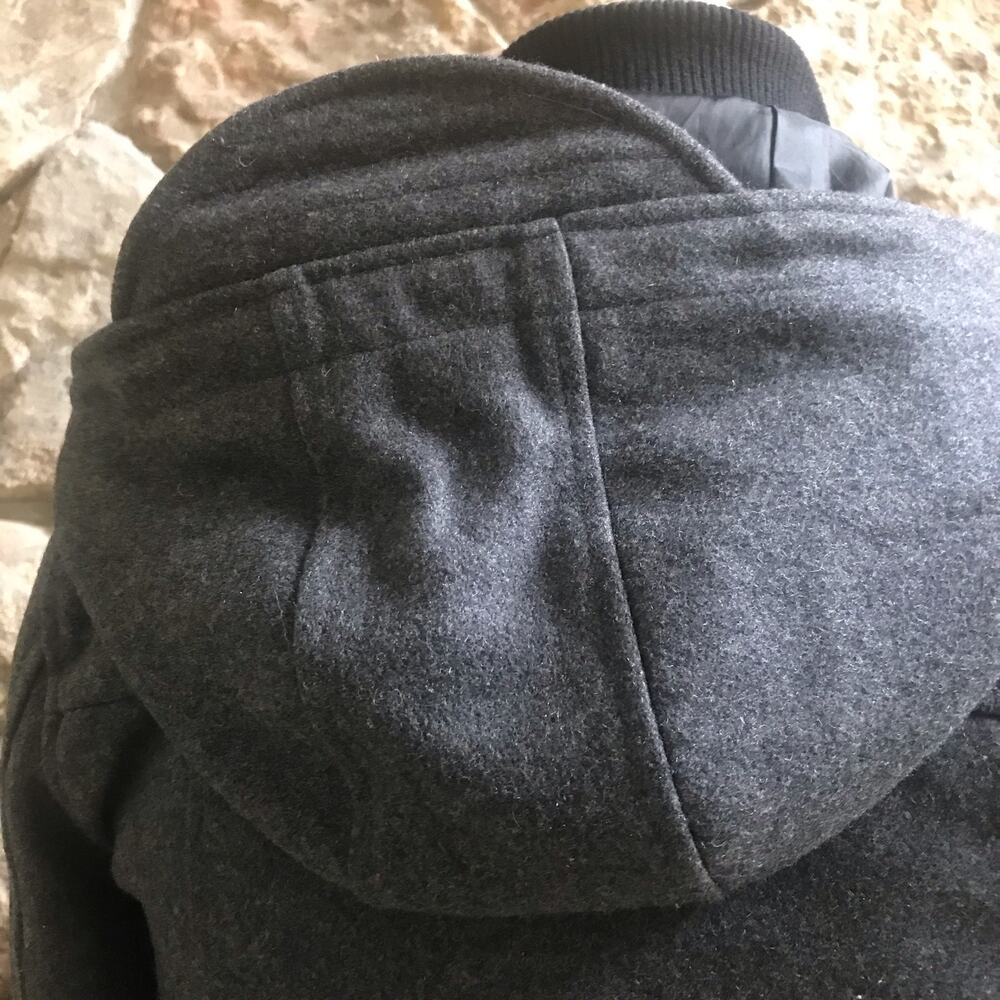 TopMan Wool Gray Full Zip Hooded Jacket Men's Size XS - Picture 6 of 10